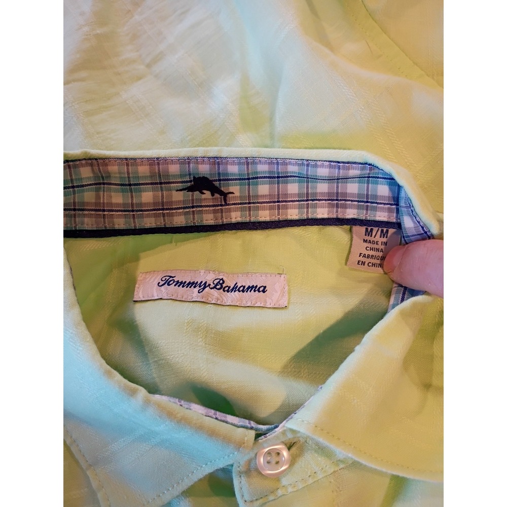 Tommy Bahama Shirt Mens M Mint Green Linen Blend Short Sleeve Breathable Relax - Picture 2 of 8